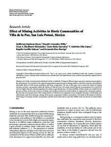 Effect of Mining Activities in Biotic Communities of Villa de la Paz, San Luis Potosi, Mexico