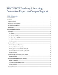 SUNY FACT2 Teaching & Learning Committee Report on Campus Support Table of Contents Executive Summary.......................................................................................................................