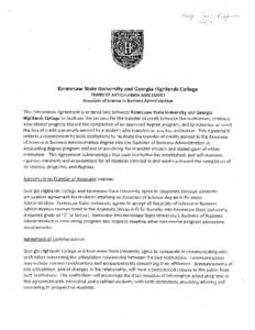 7P  Kennesaw State University and Georgia Highlands College TRANSFER ARTICULATION AGREEMENT Associate of Science in Business Administration