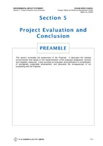 ENVIRONMENTAL IMPACT STATEMENT Section 5 - Project Evaluation and Conclusion BOGAN SHIRE COUNCIL Nyngan Waste and Resource Management Facility Report No[removed]