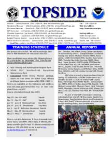 OCT[removed]The NDP Newsletter for NOAA Diving Supervisors and Divers Director - David Dinsmore, ([removed], [removed] Operations Manager - LTJG Eric Johnson, ([removed], [removed]