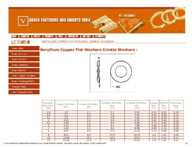 BERYLLIUM COPPER FLAT WASHERS CRINKLE WASHERS  Beryllium Copper Flat Washers Crinkle Washers : Nominal Bolt Size