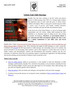 EQUALITY NOW  Action 55.1 February[removed]Global: End Child Marriage