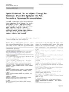 JIMD Reports DOI[removed]8904_2014_296 RESEARCH REPORT  Lysine-Restricted Diet as Adjunct Therapy for