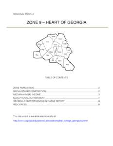 REGIONAL PROFILE  ZONE 9 – HEART OF GEORGIA TABLE OF CONTENTS 	
  