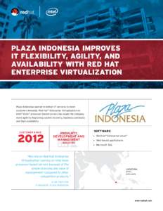 PLAZA INDONESIA IMPROVES IT FLEXIBILITY, AGILITY, AND AVAILABILITY WITH RED HAT ENTERPRISE VIRTUALIZATION  Plaza Indonesia wanted to deliver IT services to meet