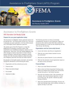 Assistance to Firefighters Grant (AFG) Program  Assistance to Firefighters Grants Get Ready Guide[removed]Assistance to Firefighters Grants