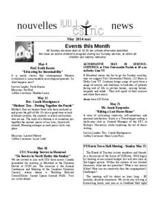 nouvelles  news May 2014 mai  Events this Month