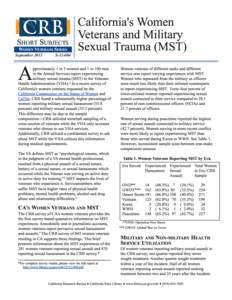 Military personnel / Medicine / Gender-based violence / Psychiatry / Stress / Military sexual trauma / Veteran / Sexual harassment / Posttraumatic stress disorder / Sex crimes / Ethics / Rape