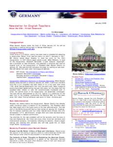 XX  January 2009 Newsletter for English Teachers About the USA – Virtual Classroom