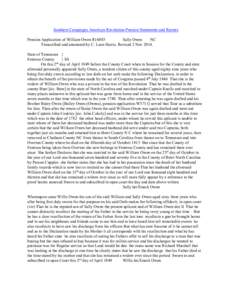 Southern Campaigns American Revolution Pension Statements and Rosters Pension Application of William Owen R16883 Sally Owen NC Transcribed and annotated by C. Leon Harris. Revised 2 Nov[removed]State of Tennessee }