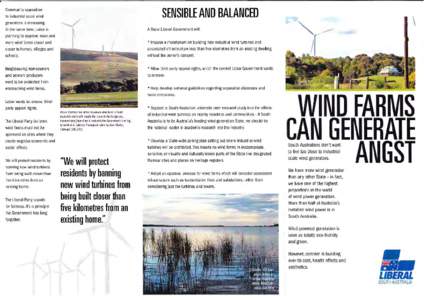 SENSIBLE AND BALANCED  Community opposition to industrial scale wind generators is increasing.