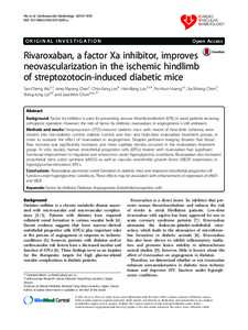 Anatomy / Endothelial progenitor cell / Vascular endothelial growth factor / Angiogenesis / Rivaroxaban / Direct Xa inhibitor / Stromal cell-derived factor-1 / Diabetes management / Endothelium / Biology / Angiology / Medicine