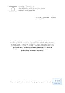 EUROPEAN COMMISSION HEALTH & CONSUMER PROTECTION DIRECTORATE-GENERAL Directorate F - Food and Veterinary Office DG(SANCO[removed] – MR final