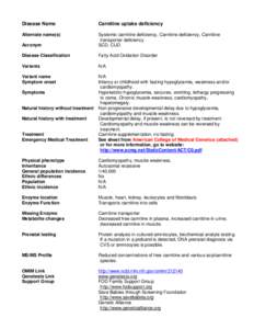 Systemic primary carnitine deficiency / Dietary supplements / Quaternary ammonium compounds / Carnitine / Fatty-acid metabolism disorder / Medical genetics / Cardiomyopathy / Carnitine-acylcarnitine translocase / Medicine / Health / Hepatology