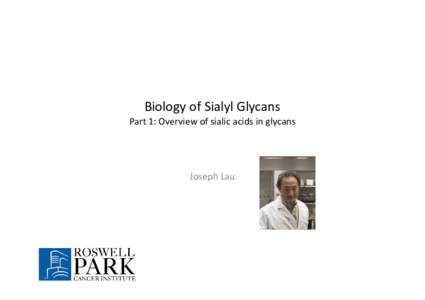 Biology of Sialyl Glycans Part 1: Overview of sialic acids in glycans Joseph Lau  Synopsis