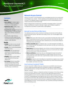 ForeScout CounterACT  Data Sheet Network Access Control