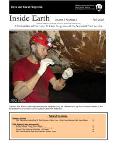 Geologic Resources Division National Park Service U.S. Department of the Interior Cave and Karst Programs