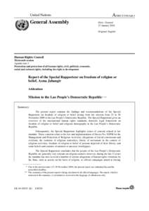 Political philosophy / Special Rapporteur / Laos / Lao people / Economic /  social and cultural rights / Freedom of religion / United Nations Human Rights Council / Defamation of religion and the United Nations / Human rights in Fiji / Human rights / Socialism / Politics