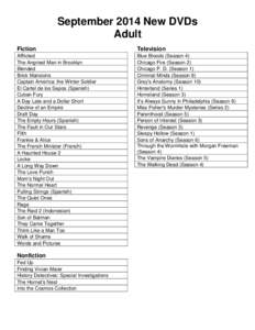 September 2014 New DVDs Adult Fiction Television