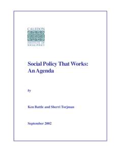 Social Policy That Works: An Agenda by  Ken Battle and Sherri Torjman