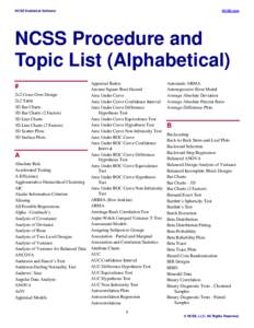 NCSS Procedure and Topic List (Alphabetical)