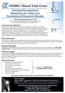 Concept Development Workshop for Trials and Translational Research Studies explore