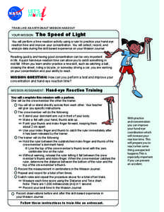TRAIN LIKE AN ASTRONAUT MISSION HANDOUT  YOUR MISSION: The Speed of Light
