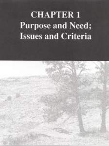 CHAPTER 1 Purpose and Need; Issues and Criteria CHAPTER 1