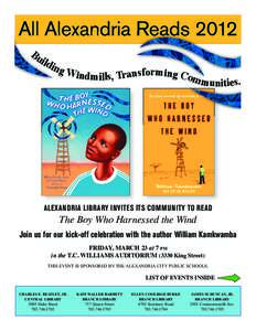 All Alexandria Reads 2012 Bu ild ing Windmills, Transforming Co mmunities.