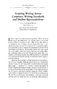CHAPTER TWELVE  Scripting Writing Across Campuses: Writing Standards and Student Representations CYNTHIA LEWIECKI-WILSO:--J