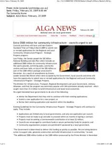 ALGA News: February 20, 2009