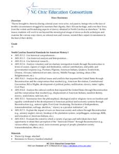 Slave Resistance Overview “Slaves brought to America during colonial years were active, not passive, beings who in the face of terrible circumstances struggled to maintain their dignity, their African heritage, and eve