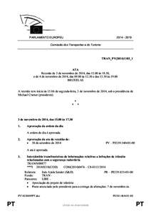 [removed]PARLAMENTO EUROPEU Comissão dos Transportes e do Turismo  TRAN_PV(2014)1103_1
