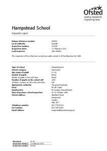 Hampstead School Inspection report