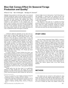 Blue Oak Canopy Effect On Seasonal Forage Production and Quality1 William E. Frost Neil K. McDougald