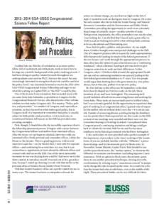 2013–2014 GSA-USGS Congressional Science Fellow Report Policy, Politics, and Procedure