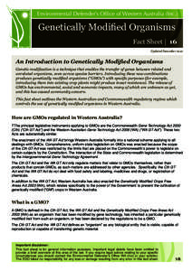 Environmental Defender’s Office of Western Australia (Inc.)  Genetically Modified Organisms Fact Sheet  16