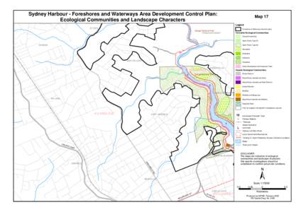 Sydney Harbour - Foreshores and Waterways Area Development Control Plan: Ecological Communities and Landscape Characters Map 17 Legend