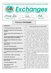 Newsletter of the Climate Variability and Predictability Programme (CLIVAR)  Exchanges Volume 1, No. 2  May 1996