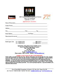 MBN Sanctioned BBQ Competition & Festival Yazoo City, Mississippi September 5-6, 2014 Application for Concession Name of Concession_______________________________________________________ Contact Person___________________