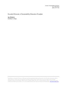 Journal of Sustainability Education Vol. 6, May 2014 ISSN: Essential Elements of Sustainability Education Template Jay Roberts