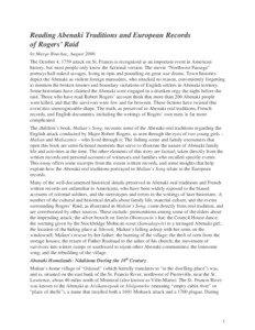 Aboriginal peoples in Canada / Eastern Algonquian languages / Languages of the United States / Abenaki people / New France / Odanak /  Quebec / Norridgewock / Susannah Willard Johnson / Robert Rogers / History of North America / First Nations / Algonquian peoples