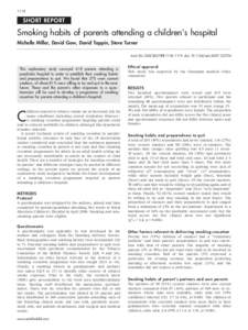 1118  SHORT REPORT Smoking habits of parents attending a children’s hospital Michelle Miller, David Gow, David Tappin, Steve Turner