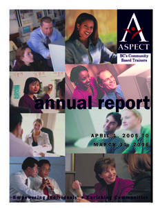 annual report APRIL 1, 2005 TO MARCH 31, 2006 Empowering Individuals ● Enriching Communities