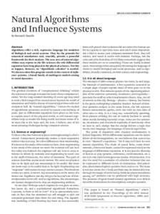 Natural Algorithms and Influence Systems doi:[removed][removed]By Bernard Chazelle