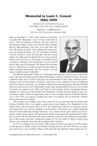Memorial to Louis C. Conant 1902–1999 MARY LOU CONANT CALLAS 4372 Miller Court, Palo Alto, California[removed]PHILIP E. LAMOREAUX P.O. Box 3210, Tuscaloosa, Alabama 35403