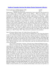 Southern Campaign American Revolution Pension Statements & Rosters Pension application of William Hamby S1909 fn12NC Transcribed by Will Graves[removed]Methodology: Spelling, punctuation and/or grammar have been correcte