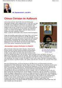 Neuer Glaubensbrief Nr. 50: Chinas Christen im Aufbruch  Seite 1 vonGlaubensbrief - Juli 2010