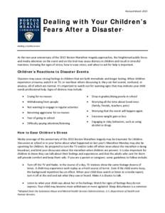 Revised MarchDealing with Your Children’s Fears After a Disaster* Building a Healthy Boston